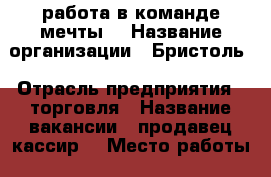 работа в команде мечты  › Название организации ­ Бристоль › Отрасль предприятия ­ торговля › Название вакансии ­ продавец кассир  › Место работы ­ Республиканская д 6  › Подчинение ­ Администратору  › Возраст от ­ 21 › Возраст до ­ 60 - Ярославская обл., Ярославль г. Работа » Вакансии   . Ярославская обл.,Ярославль г.